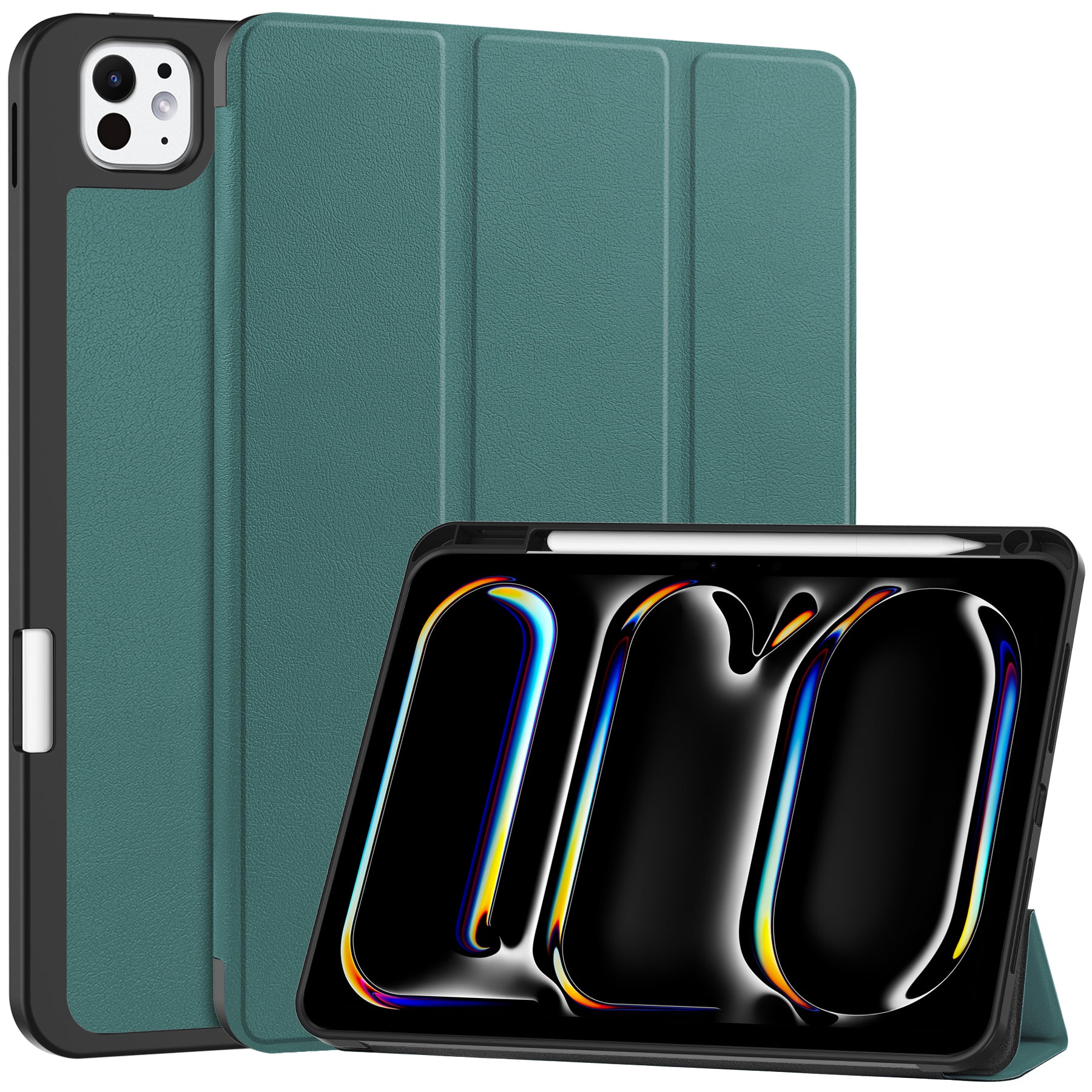 For iPad Pro 11 (2024) Leather Case Drop-proof Tri-fold Stand Tablet Cover with Pen Slot For iPad Pro 11 (2024) Leather Case Drop-proof Tri-fold Stand Tablet Cover with Pen Slot